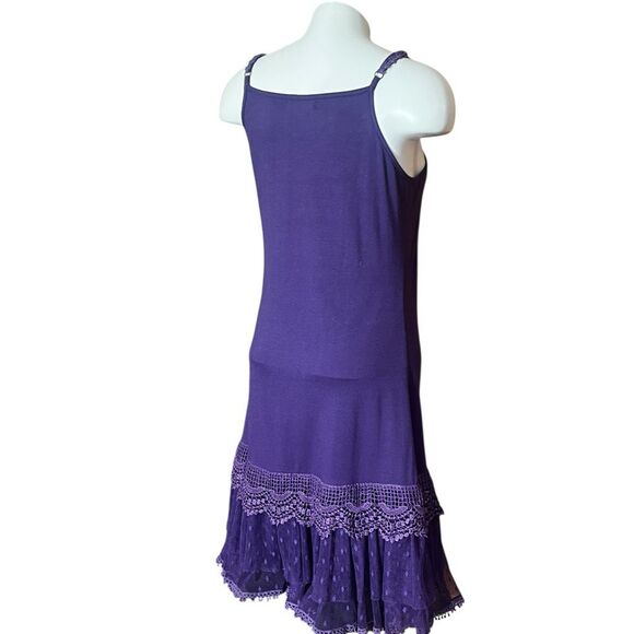 RYU: Purple Women’s 3D Floral Spaghetti Strap Lace Tiered Hem Dress - Picture 7 of 10